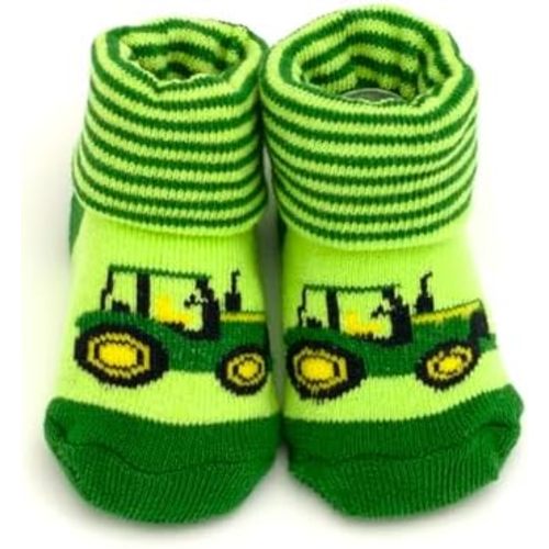 John Deere Baby French Terry Booties Adjustable Infant Socks Newborn Sizes (0-6 Months)