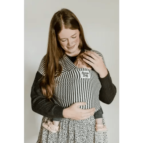 The Lori Beluga Baby Wrap | Charcoal Stripe Bamboo Baby Carrier - Beluga Baby Store