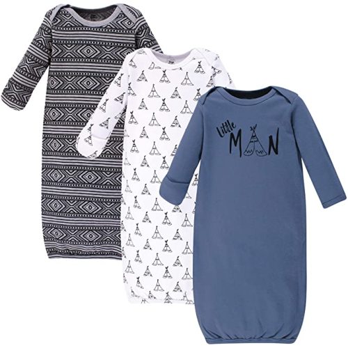 Yoga Sprout Unisex Baby Cotton Gowns - Preemie/Newborn - Little Man 3-pack