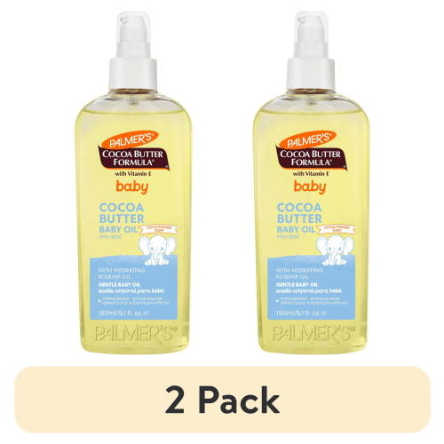 (2 pack) Palmer's Cocoa Butter Formula Baby Oil, 5.1 fl oz, Nourishing for Delicate Skin with Vitamin E & Argan Oil, 48-Hrs Moisture, Dermatologist Tested Baby Essentials