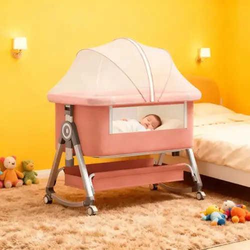 Virplik 4-in-1 Portable Baby Bassinet with Mosquito Net, Rocking - TikTok Shop