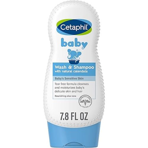 Cetaphil Baby Shampoo and Body Wash with Organic Calendula, Tear Free, Hypoallergenic, Ideal for Everyday Use, Dermatologist Tested, 7.8oz
