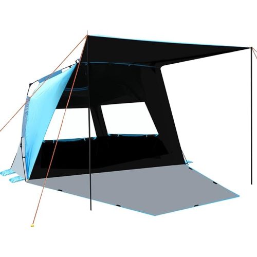 Beach Tent, Deluxe XL Pop-up Canopy Cabana Beach Shade Tent for 4-6 Person, UPF 50+ with Dark Shelter Technology, Easy Set Up and Portable Beach Tent Sun Shelter (Sky Blue) - Pacific Blue