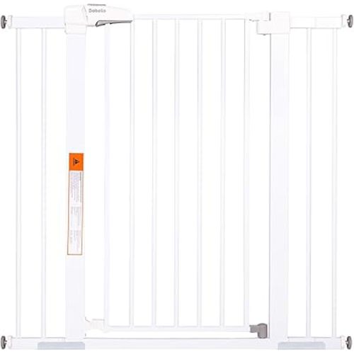 BABELIO 36" Extra Tall Dog Gate, 26-40" Wide Auto Close Baby Gate, Pressure Mounted Metal Pet, Easy Install No Drilling, No Tools Required, With Wall Protectors and Extension Kits, White
