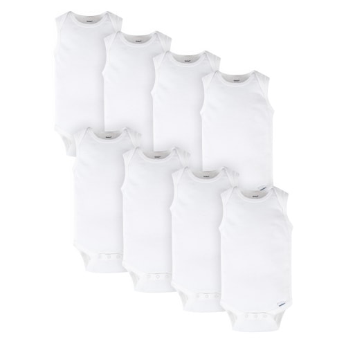 Gerber Baby Boy, Baby Girl, & Unisex Sleeveless White Onesies Bodysuits, 8-Pack (Newborn-24 Months)