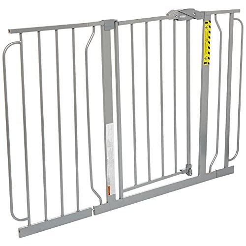 Regalo Easy Step 49-Inch Extra Wide Baby Gate, Includes 4-Inch and 12-Inch Extension Kit, 4 Pack of Pressure Mount Kit and 4 Pack of Wall Mount Kit, Platinum - Total Pack of 1