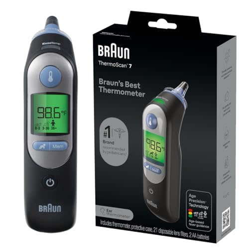 Braun ThermoScan 7 Digital Ear Thermometer, Family Care App Compatible, Age-Adjusted Fever Guidance, Baby and Infant Friendly, No. 1 Brand Recommended by Pediatricians, FSA and HSA Eligible