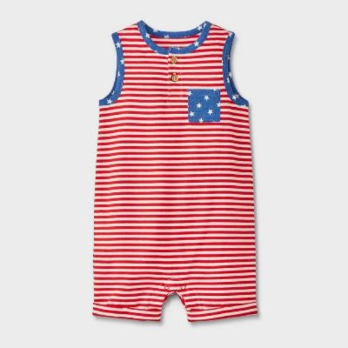 Baby Boys' Americana Striped Short Romper - Cat & Jack™ Red 18M