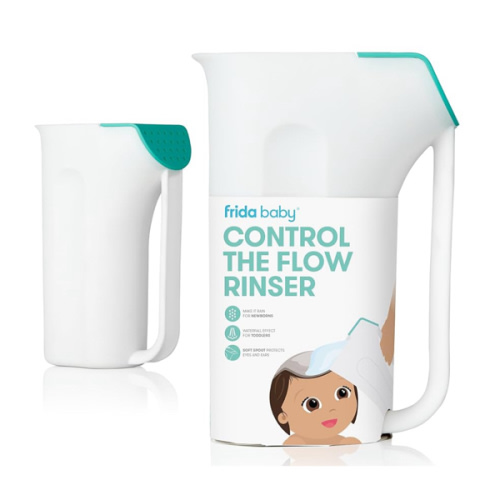 Frida Baby Control The Flow Bath Rinse Cup, Tear Free Rinser to Wash Hair and Body with Easy Grip Handle and Removable Rain Shower, Made in USA