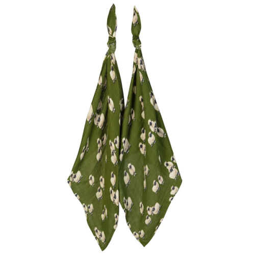 Valais Sheep Bamboo Muslin Two-Piece Burp Cloth Set | Milkbarn Kids® | Baby Organics