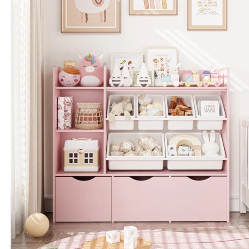Latitude Run® Bookcase with toys Organizer, 3 Removable Drawers | Wayfair