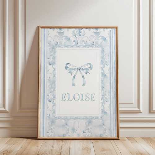 CUSTOM Name Print Nursery Blue Girls Nursery Girl Nursery Prints Blue Nursery Decor Girl Nursery Name Art Print Baby Girl Nursery Decorating