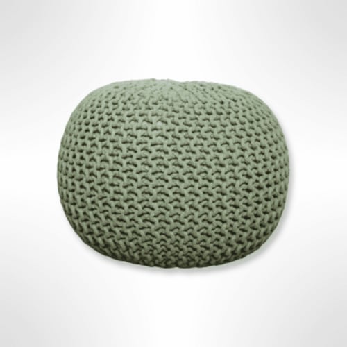 Timberbrook Designs Small Indoor Lychee Cotton Knit Pouf Ottoman, Footstool, Sage Green