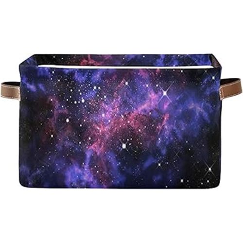 SEULIFE Universe Galaxy Star Space Foldable Storage Basket, Large Collapsible Organizer Storage Bin Cube Toys Storage Boxes with Handles for Bathroom Kids Nursery Closet Storage, 1 Pack