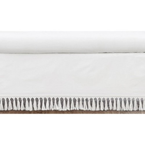 Sweet Jojo Designs Girl Baby Crib Bed Skirt Bohemian Collection Solid White