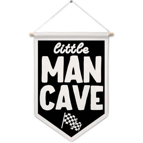 ArtisaEura Little Man Cave Wall Canvas Banners, Kids Boys Room Decor, Minimalist Race Car Hanging Display Pennant Banner Flags, Kids Wall Decor for Toddler Nursery Boys Room Bedroom Playroom