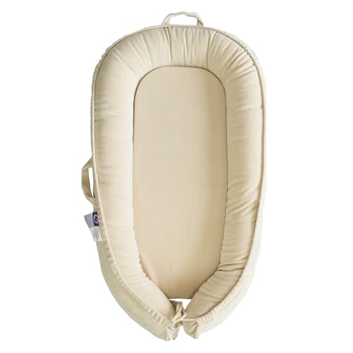 CooCooBaby Infant Lounger, Baby Nest Cover for Baby Girls & Boys, Newborn Essentials for Baby 0-12 Months, 100% Cotton Breathable, Portable Travel Bed (CreamyWhite, Corduroy)