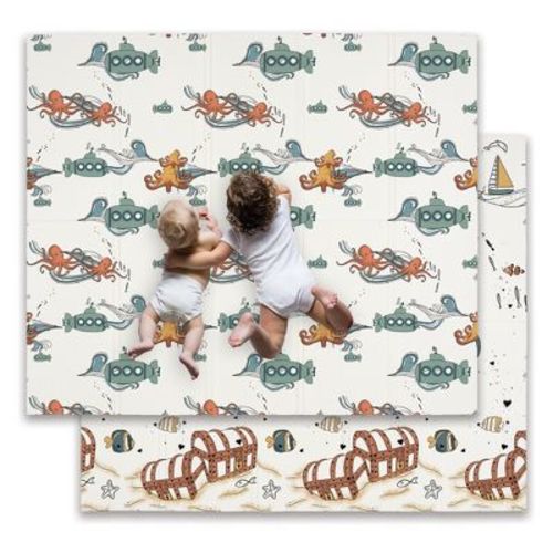 Jumpoff Jo - Waterproof Foam Padded Play Mat For Infants, Babies, Toddlers, Play Pens & Tummy Time, Foldable Activity Mat - Rainbow Dash