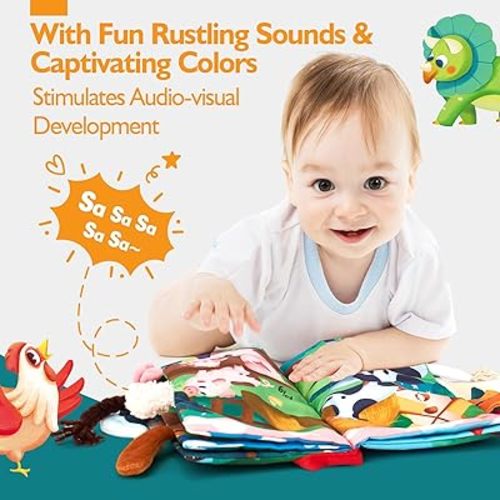 hahaland Baby Books for Baby Shower Gifts - 2PCS - Baby Toys 0-6 Months - Touch & Feel Tummy Time Sensory Soft Books for Babies 0-12 Months, Stroller Travel Toys