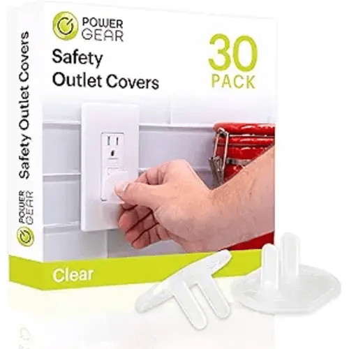 Power Gear Child Safety Electrical Outlet Covers, 30 Pack, Tamper‑Resistant Plug Protectors for Standard Wall Outlets, Baby‑Proof & Child‑Proof Safety Caps, Clear, 51175