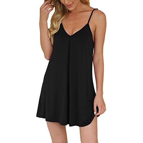 Nightgown for Women Loose Sleepwear V Neck Pajama Dress Soft Nightshirt Sleeveless Nightdress Chemise