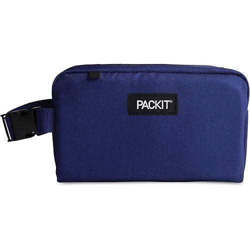 PackIt® Freezable Snack Box, True Blue, Built with EcoFreeze® Technology, Collapsible, Reusable, Zip Closure with Buckle Handle, Designed For Work Snacks, Fresh Snacks On the Go, Adults, and All Ages
