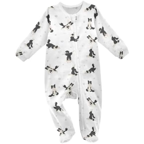 vvfelixl Exercises Doberman Dog Baby Sleepers For Girl Boys Newborn Baby Play One-Piece Footies For 0-24 Months White