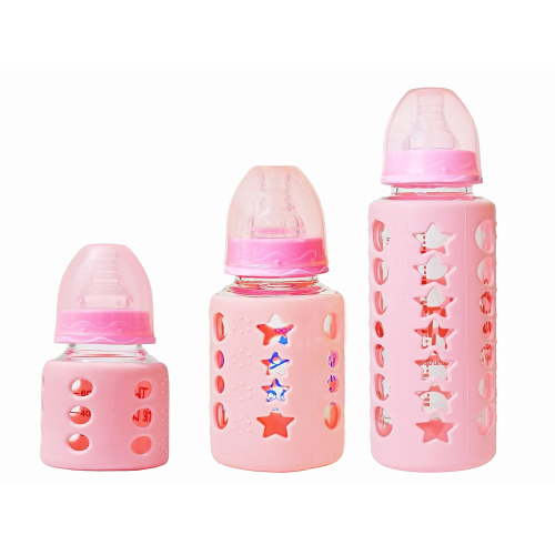 Organic Kidz Glass Feeding Bottle for Baby/Feeder for Newborn |Super Soft Flow Control & Anti Colic Nipple for Infants/Toddlers...(60ml, 120ml, 240ml)