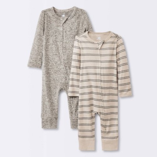 Baby 2pk Cozy Romper - Cloud Island™ Brown, Size: 0-3M