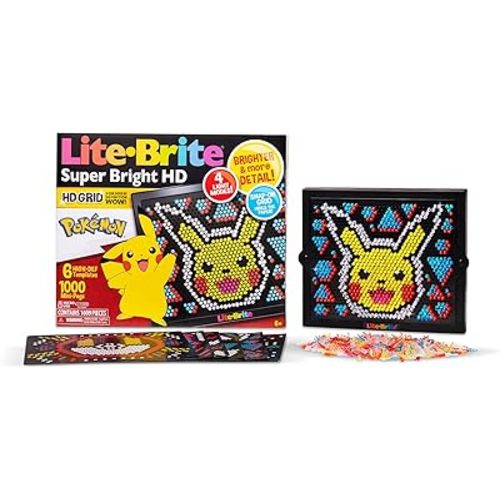 Lite Brite Super Bright HD, Pokemon Edition - Creative Retro Light-Up Screen – Educational Play for Children, Enhances Creativity, Gift for Boys and Girls Ages 6+