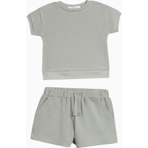Organic 2 Piece Waffle Tee and Shorts Set Mist - Colored Organics | Maisonette