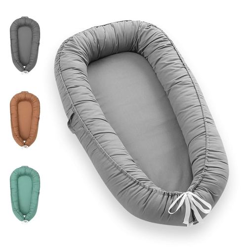 Baby Lounger - Baby Lounger for Newborn, 0-24 Months Baby Nest Breathable & Soft Portable Infant Lounger, Co Sleeper for Baby in Bed Floor Seat, Baby Essentials Gifts for Home and Travel- Light Grey
