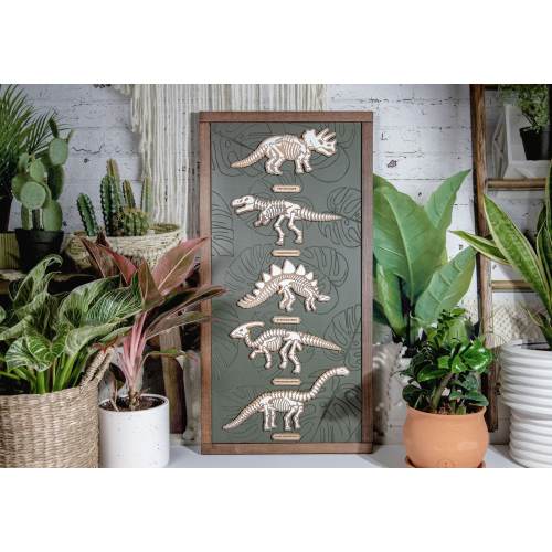 Dino Skeleton Engraved Monstera Wood Sign | Dinosaur Nursery | Kids Room | Never Go Extinct | Gift Idea | 3D Sign | Engraved Sign | 12x24