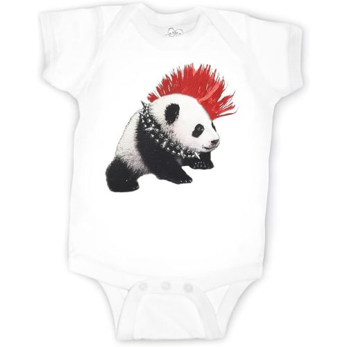 Punk Rock Panda Bear Onesie - 12 month - White
