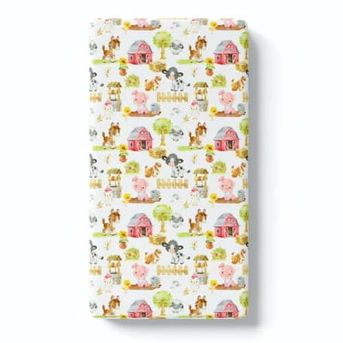 Honey Lemonade Fitted Crib Sheet Farm Animals Design - Crib Mattress Fitted Sheet 95% Rayon 5% Spandex, Multicolor Portable Crib Mattress Sheet for Toddler & Kids - 52" x 28" x 7"