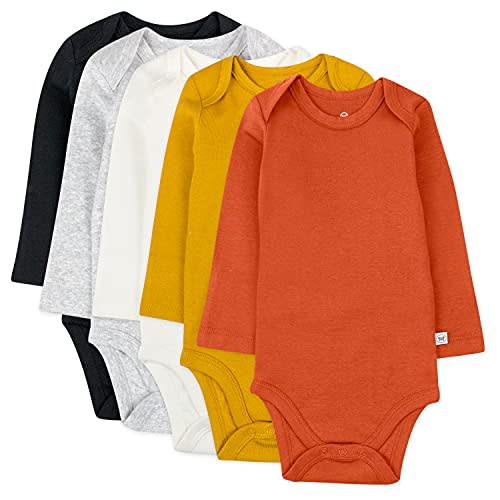 HonestBaby Baby Boys' 5-pack Long Sleeve Bodysuits One-piece 100% Organic Cotton for Infant Baby Boys', Unisex