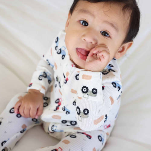 Little Farmer Bamboo Waffle Zipper Footie