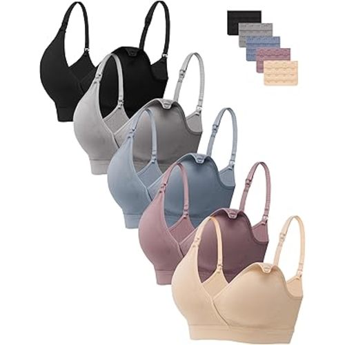HBselect Nursing Bras for Breastfeeding, Seamless V Neck Maternity Bra Wireless Women Pregnancy Postpartum Bra Sleep Bralette