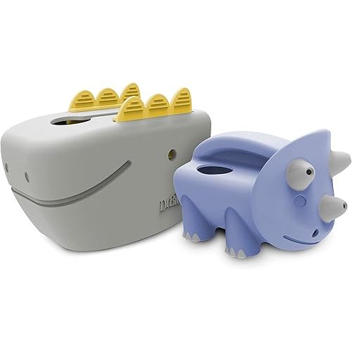 Dr. Brown’s CleanUp Dino-Soft Baby Bath Spout Cover, Soft and Safe on Tub Faucet and Dinosaur Pour & Roar Watering Can Kids Toy,Certified Plastic Neutral