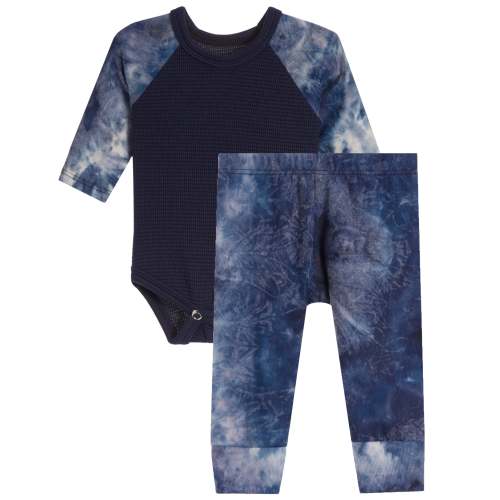 2pc Raglan Onesie Set Navy Tie Dye Hacci
