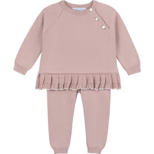 Ruffle Hem Cotton Sweater & Pants Set, 9M