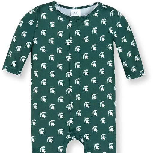Michigan State Spartans GREEN Baby Magnetic Romper Pajamas - 742810004