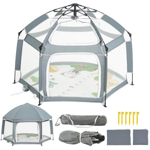 Baby Playpen with Mat - Play Pen for Babies and Toddlers with Balls - Playards with Mat and Accessories - Sport Playpen - Discover Your Child's Talents