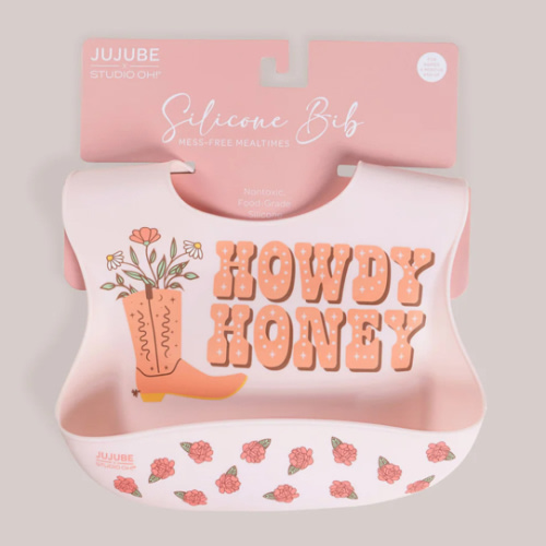 JuJuBe x Studio Oh! Food-Grade Silicone Bib - Bloomin' Boot