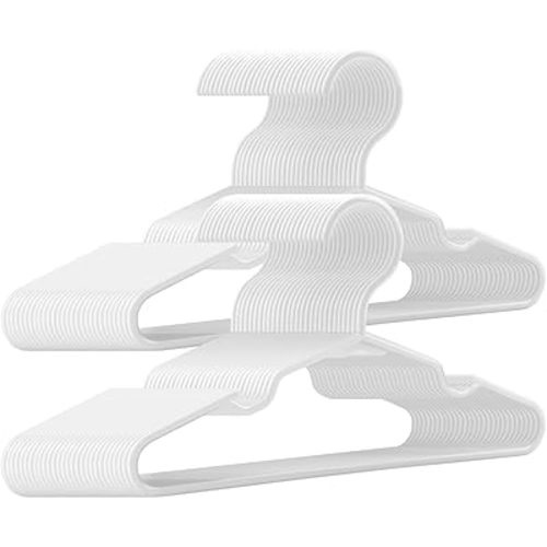 Kids Hangers 100 Pack - 11. 5 Inch Baby Hangers for Closet - White Hangers for Closet - Toddler Hangers for Clost & Child Clothes for Clost - Ideal for Baby Standard Use (White)