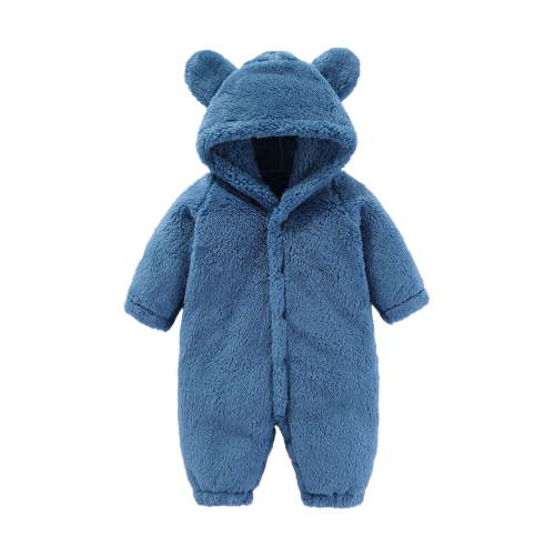 MEZZALL Baby Boys Girls Snowsuit Winter Coat Solid Color Bear Warm Hooded Romper Jumpsuit Onesie Comfort Newborn Dailywear, Blue, 3-6 Months