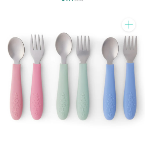 Babies/Toddler Stainless Steel Spoons + Forks with Silicone Handle