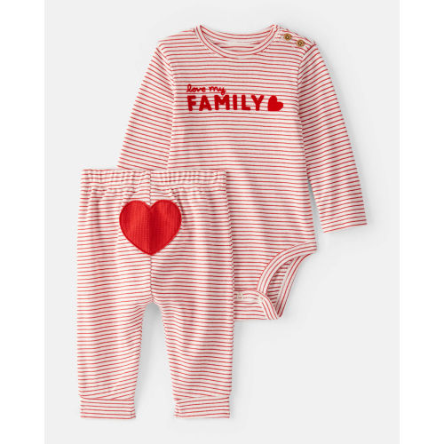 Baby Valentine's Day 2-Piece Striped Long-Sleeve Bodysuit & Pant Set - Red/White - Carter's | Carter's