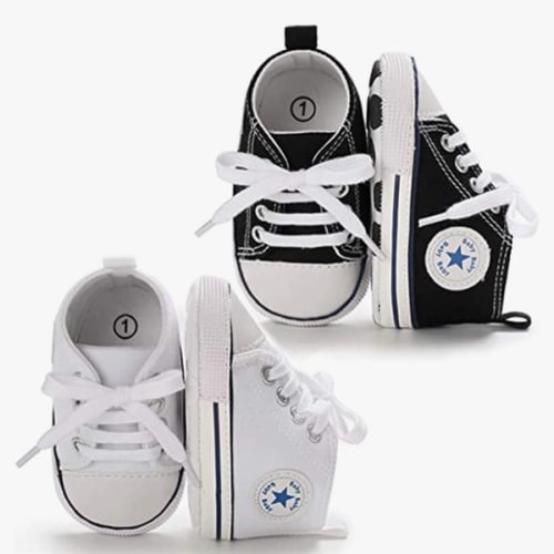 Unisex Baby Girls Boys Canvas High-top Shoes, Newborn Infant Anti-Slip Soft Sole Frist Walking Breathable Sneakers