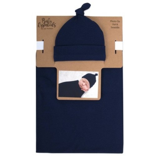 Baby Essentials Swaddle Blanket and Cap, Color: Navy